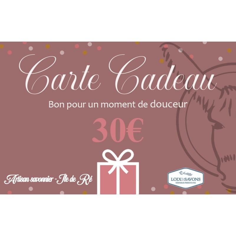 Carte cadeau 30 € | Loix & Savons, savonnerie de l'île de Ré