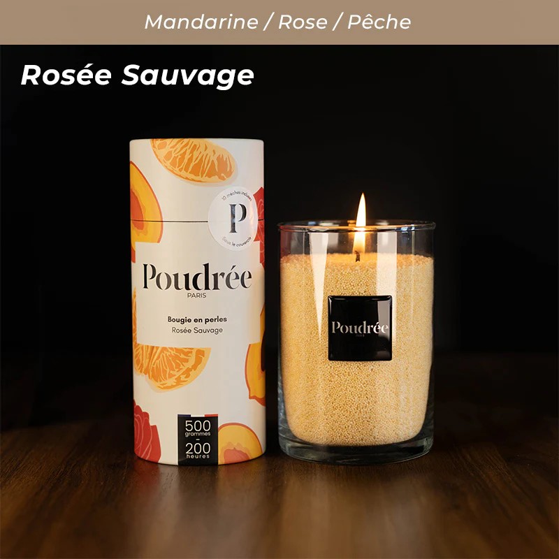 Bougie en perles de cire végétale, parfum poudré | Loix & Savons