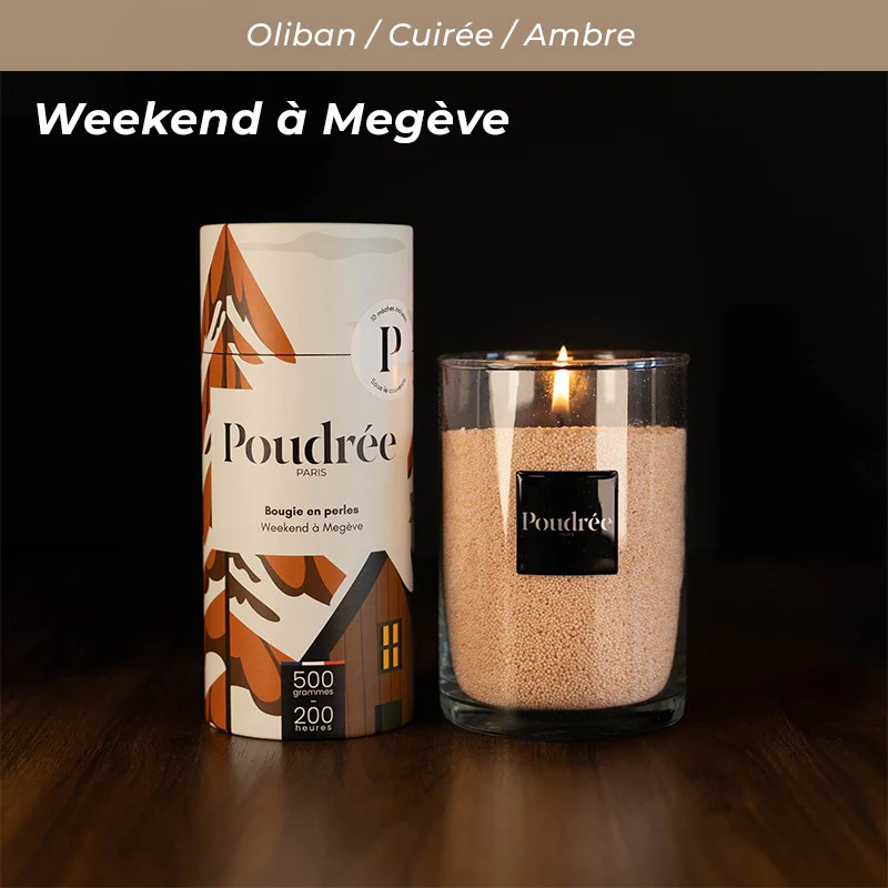 Bougie en perles de cire végétale, parfum poudré | Loix & Savons