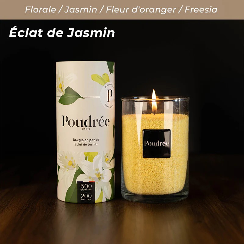 Bougie en perles de cire végétale, parfum poudré | Loix & Savons