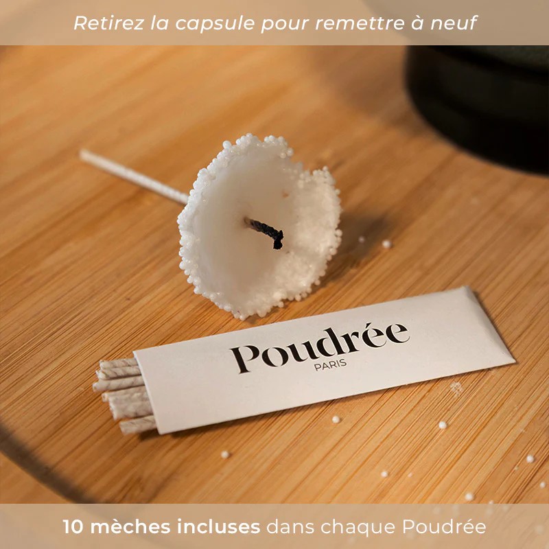 Bougie en perles de cire végétale, parfum poudré | Loix & Savons