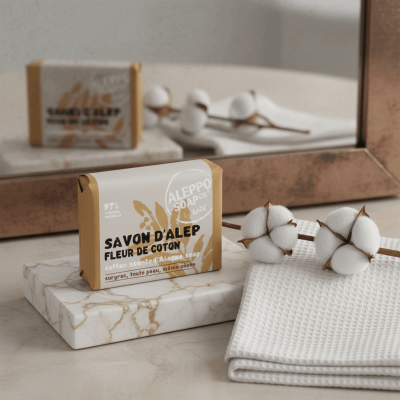 Savon d'Alep fleur de coton 100 g | Toute peau | Loix & Savons