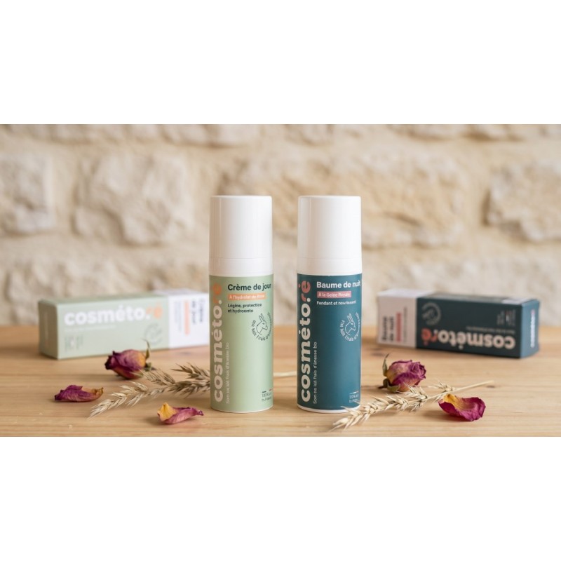 pack creme de jour et baume de nuit au lait d anesse avec petales de rose