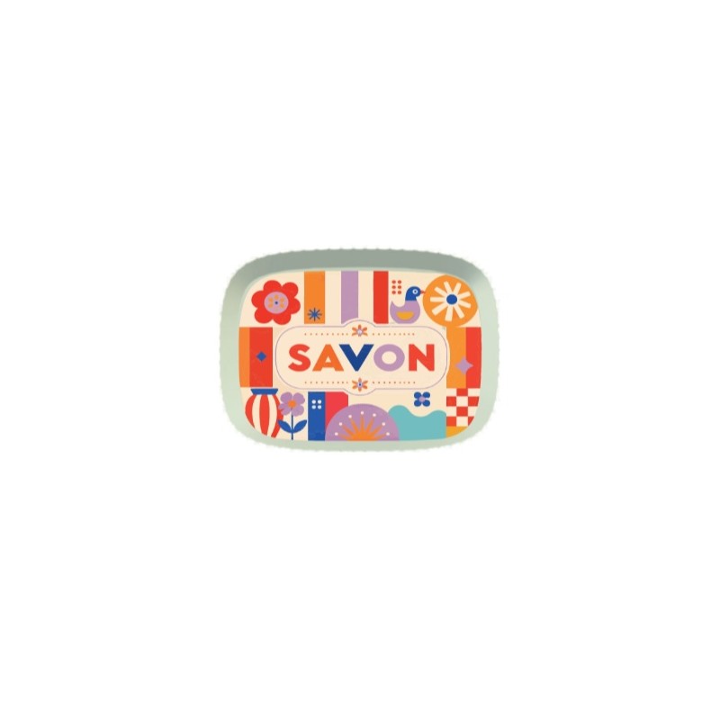 Boîte à savon recyclée 2 en 1, motif géométrique Savon