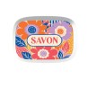 Boîte à savon recyclée 2 en 1, motif fleurs bleues