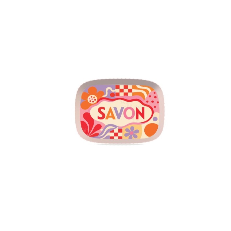 Boîte à savon recyclée 2 en 1, motif fleurs et damier