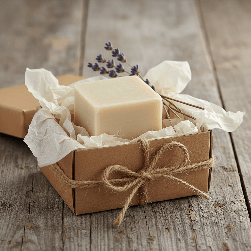 Savon huile d'argan artisanal emballage cadeau kraft