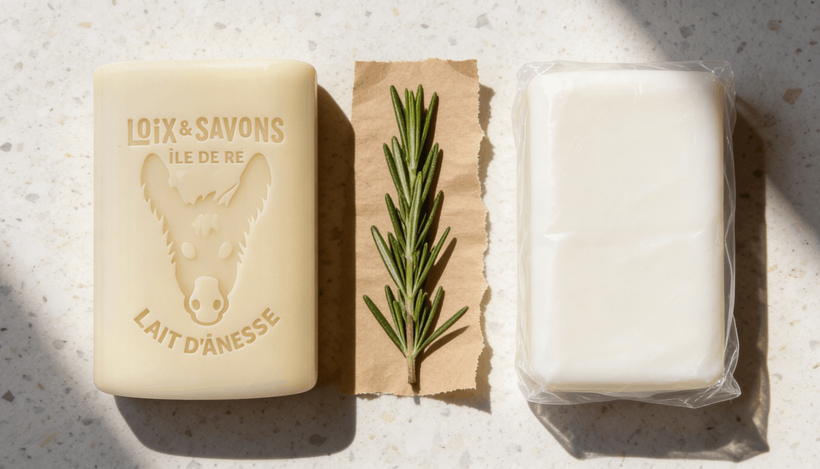 Comparaison savon artisanal lait d'ânesse gravé et savon industriel — reconnaître la qualité